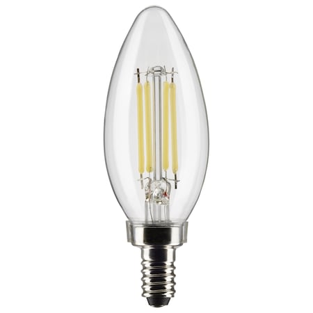 Satco 5.5 Watt B11 LED Lamp, Clear, Candelabra Base, 90 CRI, 2700K, 120 Volts S21273